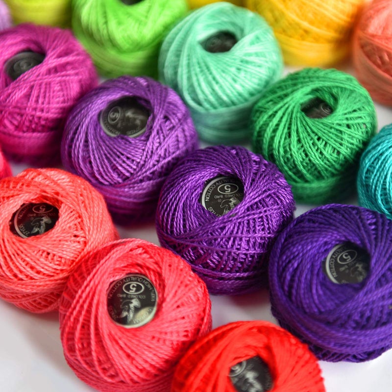 colored bird Crochet Thread Cotton Yarn Threads Balls 35 Balls Popular Rainbow Colors of Size 5 Crochet Thread 100% Long Staple Cotton Mercerized Cotton - Image 3